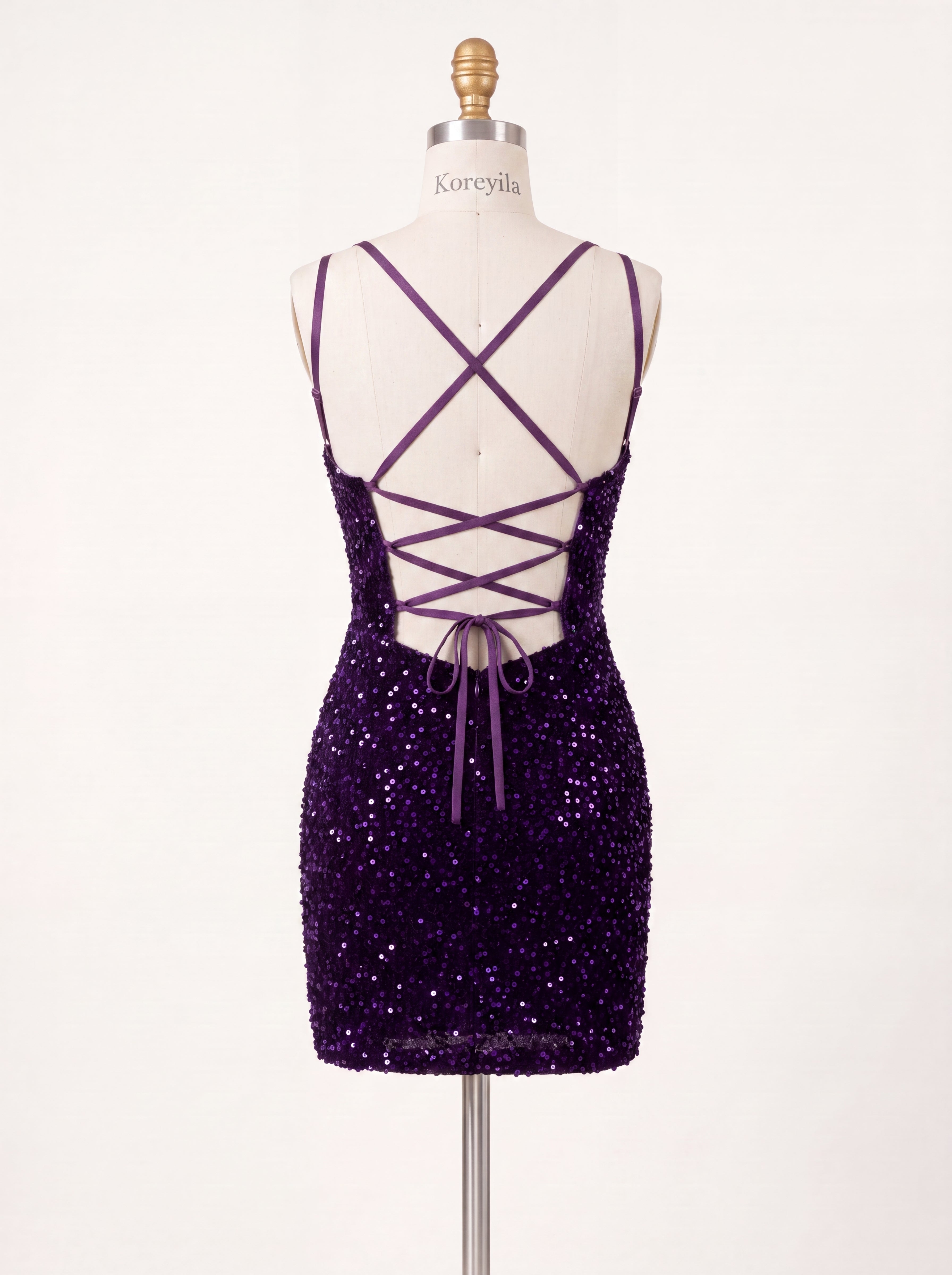 The Y2K Dream Purple Sequin Lace-Up Mini | Prom & HoCo