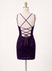 The Y2K Dream Purple Sequin Lace-Up Mini | Prom & HoCo