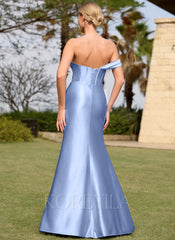 Convertible One Shoulder Ruched Corset Sheath Maxi Dress With Slit