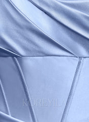 Convertible One Shoulder Ruched Corset Sheath Maxi Dress With Slit