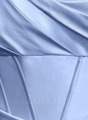 Convertible One Shoulder Ruched Corset Sheath Maxi Dress With Slit