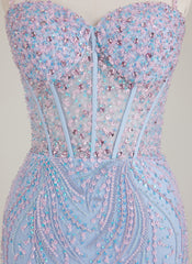 Spaghetti Straps Sweetheart Rhinestone Sequins Tulle Trumpet/Mermaid Maxi Dress