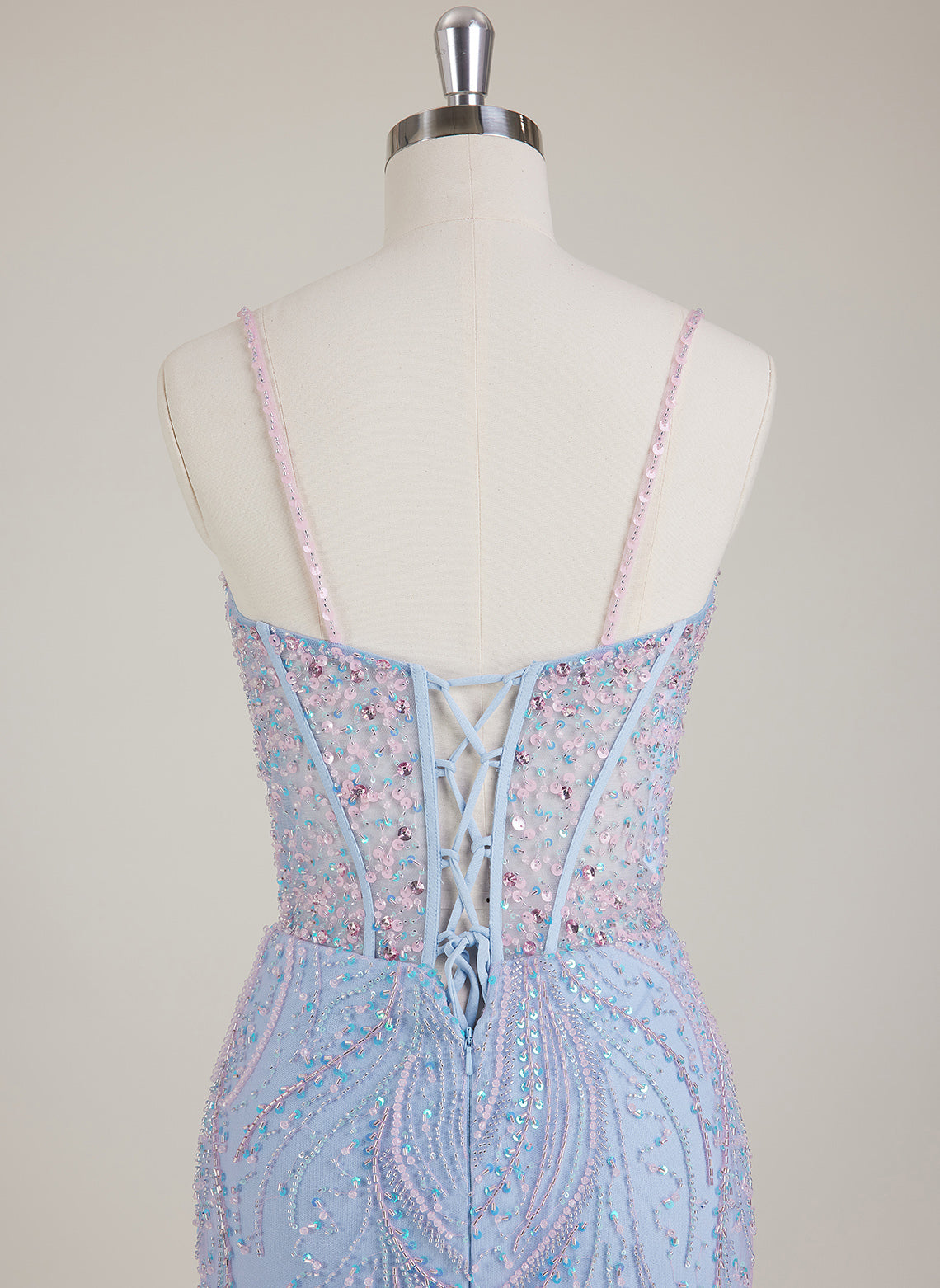 Spaghetti Straps Sweetheart Rhinestone Sequins Tulle Trumpet/Mermaid Maxi Dress