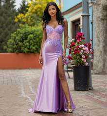 Spaghetti Straps V-Neck Sequins Jersey Trumpet/Mermaid Maxi Dress With Leg Slit