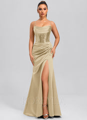 Sheath/Column Cowl Floor-Length Sequin Satin Maxi Dresses With Sequins