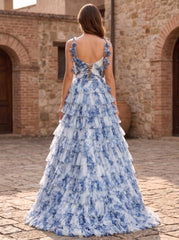 Blue Floral Back