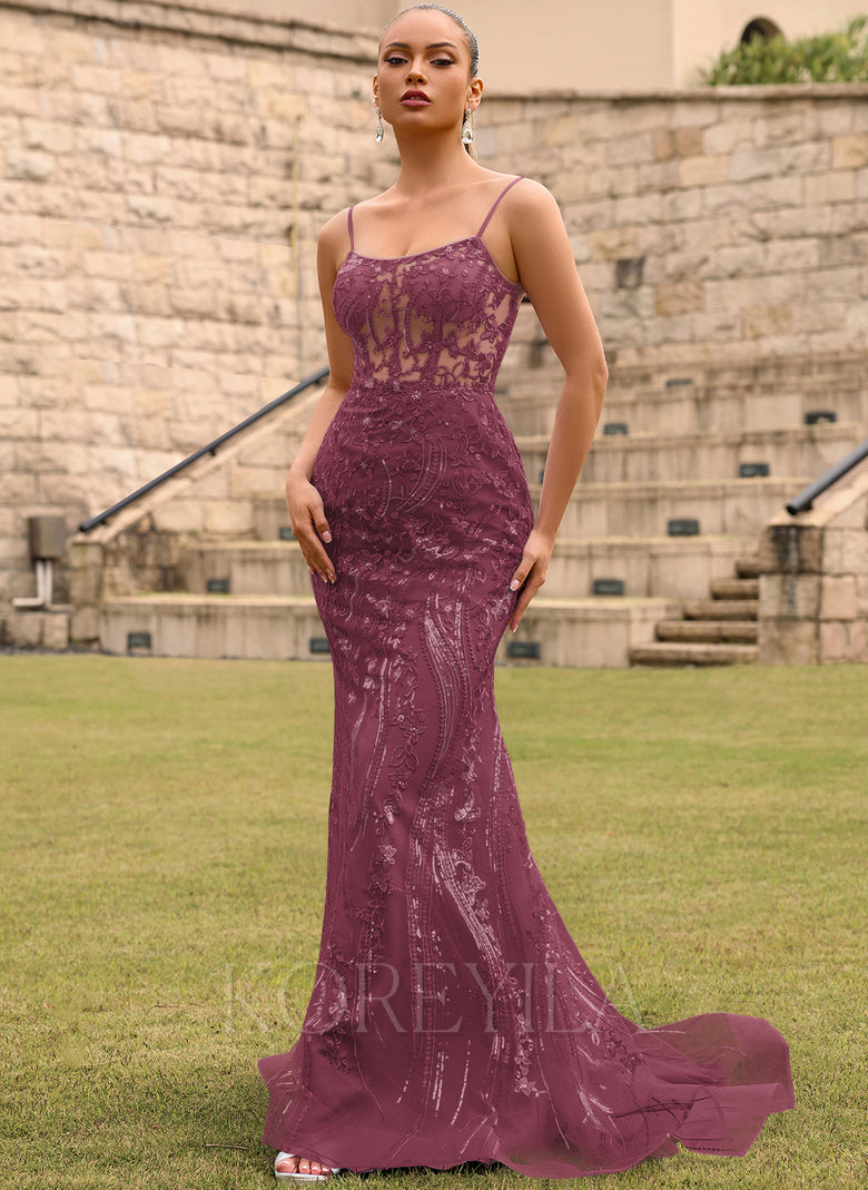 mulberry lace dress Velvi - Dani Gown - Mulberry - Lace & Tulle A-line Dress
