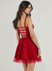 Ball-Gown/Princess Square Short Satin Mini Dress