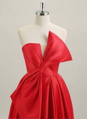 A-line Sleeveless Floor-Length Satin Maxi Dress With Bow