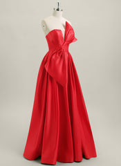 A-line Sleeveless Floor-Length Satin Maxi Dress With Bow