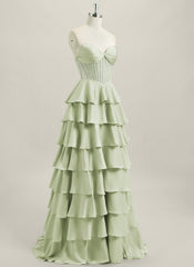 Ball-Gown/Princess Sleeveless Silky Satin Maxi Dress With Cascading Ruffles