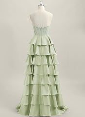 Ball-Gown/Princess Sleeveless Silky Satin Maxi Dress With Cascading Ruffles