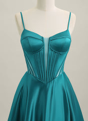 A-line Sleeveless Sweep Train Satin Maxi Dress