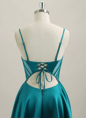 A-line Sleeveless Sweep Train Satin Maxi Dress