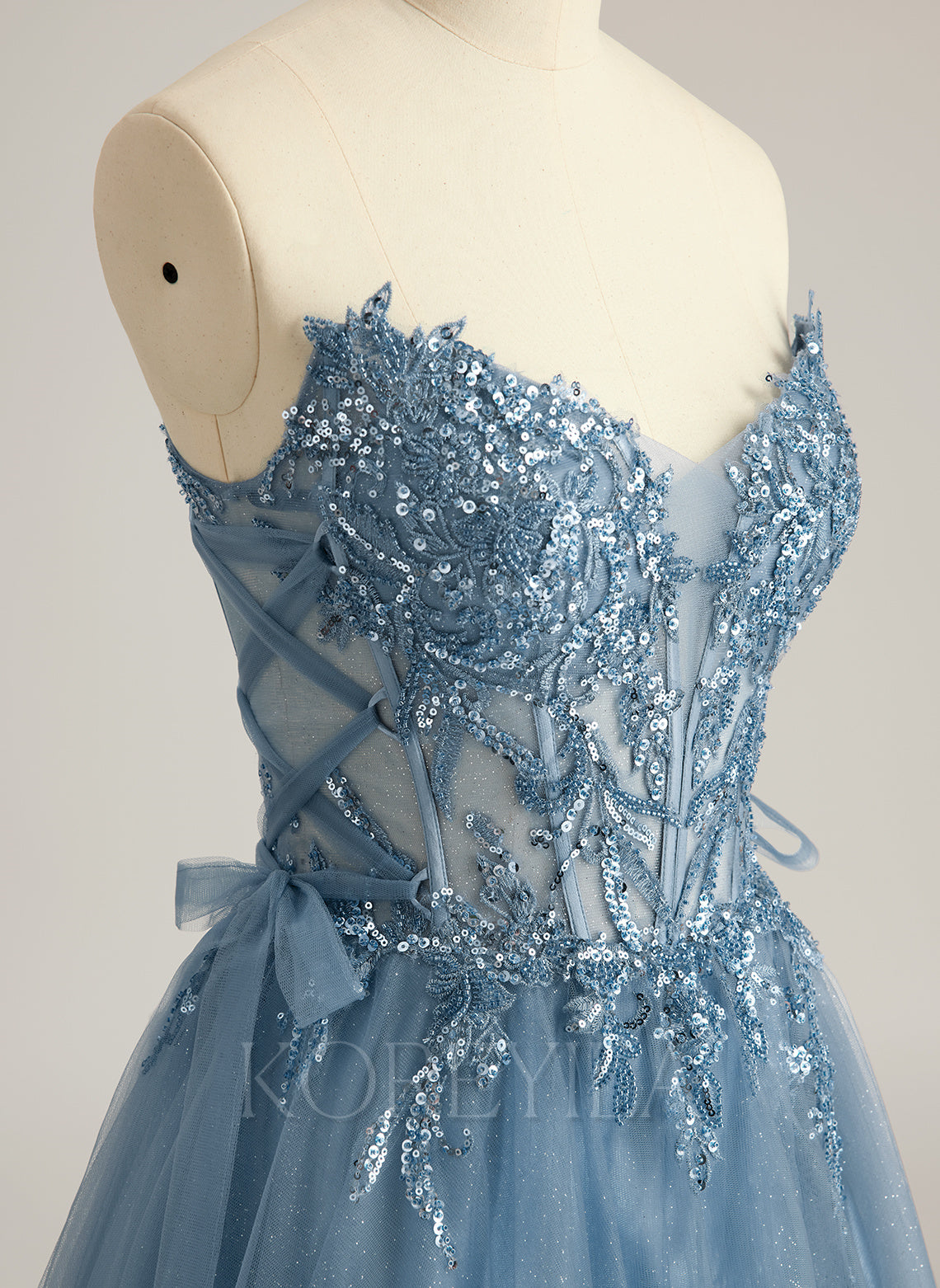 Ball-Gown/Princess V-Neck Sweep Train Tulle Prom Dresses With Beading Sequins