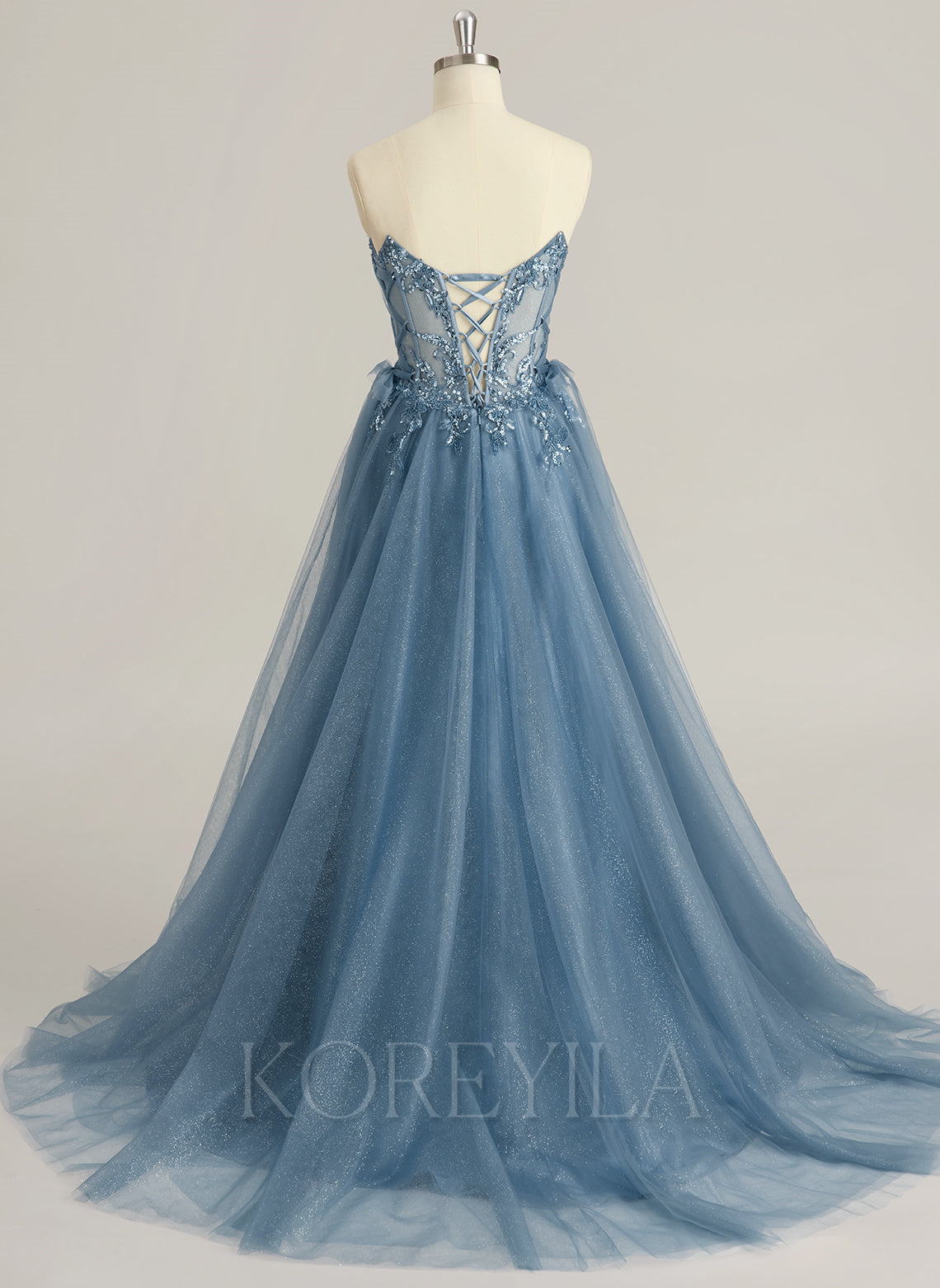 Ball-Gown/Princess V-Neck Sweep Train Tulle Prom Dresses With Beading Sequins
