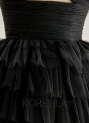 Ball-Gown/Princess Sweetheart Floor-Length Tulle Prom Dresses With Pleated