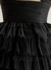 Ball-Gown/Princess Sweetheart Floor-Length Tulle Prom Dresses With Pleated