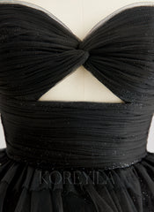 Ball-Gown/Princess Sweetheart Floor-Length Tulle Prom Dresses With Pleated