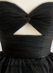Ball-Gown/Princess Sweetheart Floor-Length Tulle Prom Dresses With Pleated