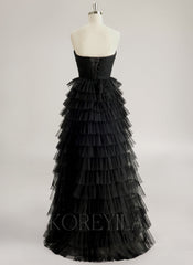 Ball-Gown/Princess Sweetheart Floor-Length Tulle Prom Dresses With Pleated