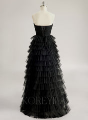 Ball-Gown/Princess Sweetheart Floor-Length Tulle Prom Dresses With Pleated