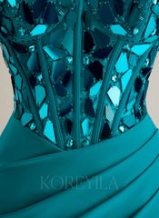 Trumpet/Mermaid Sweetheart Sweep Train Jersey Prom Dresses With Beading Sequins