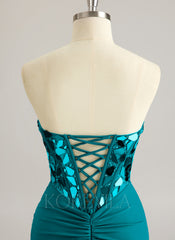 Trumpet/Mermaid Sweetheart Sweep Train Jersey Prom Dresses With Beading Sequins