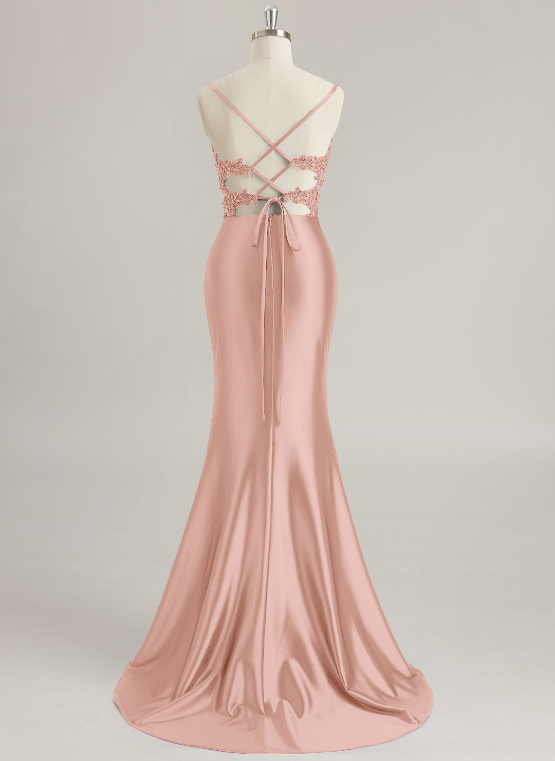 Trumpet/Mermaid V-Neck Sweep Train Jersey Prom Dresses With Rhinestone Appliques Lace Sequins Beading