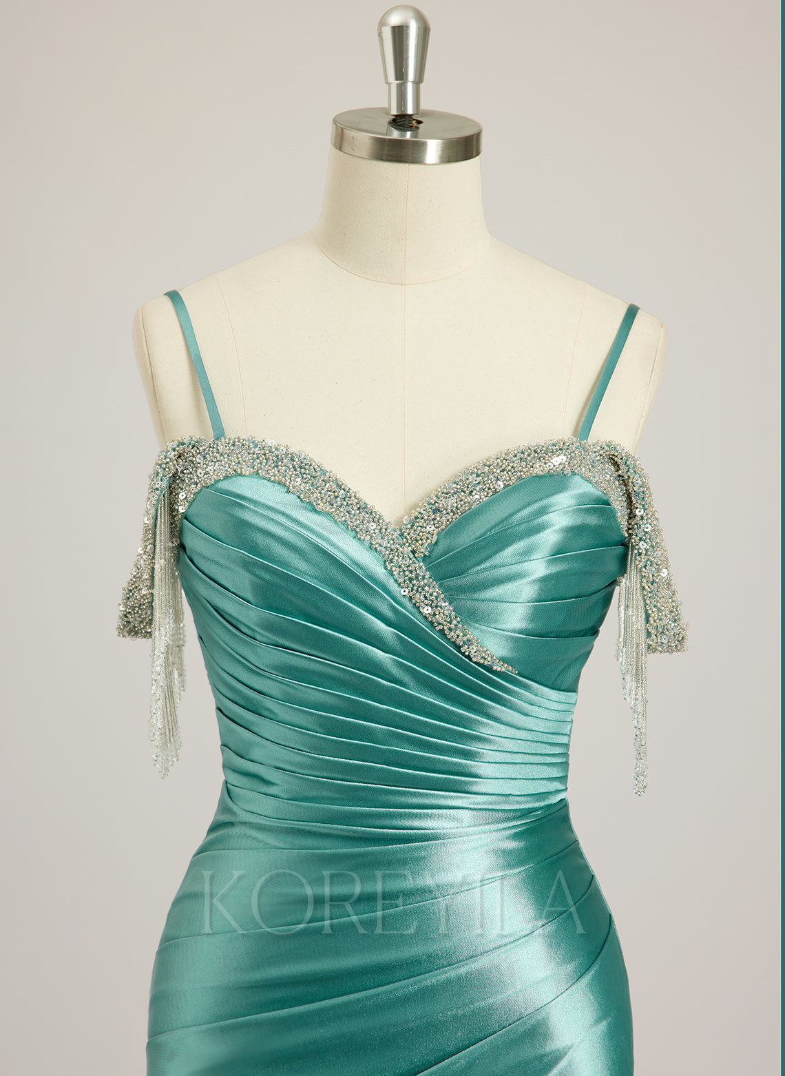 Trumpet/Mermaid Off the Shoulder Sweep Train Jersey Prom Dresses With Rhinestone Beading Sequins