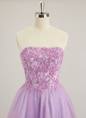 Ball-Gown/Princess Sweetheart Floor-Length Tulle Prom Dresses With Beading