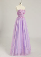 Ball-Gown/Princess Sweetheart Floor-Length Tulle Prom Dresses With Beading