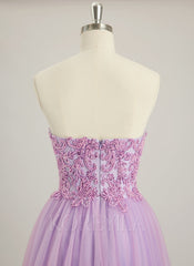 Ball-Gown/Princess Sweetheart Floor-Length Tulle Prom Dresses With Beading