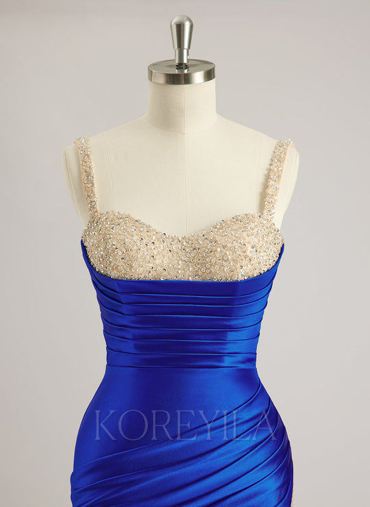 Trumpet/Mermaid Sweetheart Sweep Train Jersey Prom Dresses With Beading Sequins