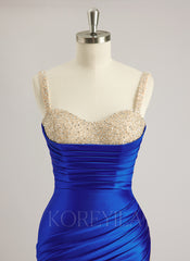 Trumpet/Mermaid Sweetheart Sweep Train Jersey Prom Dresses With Beading Sequins