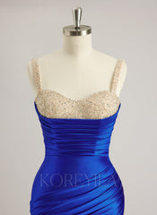 Trumpet/Mermaid Sweetheart Sweep Train Jersey Prom Dresses With Beading Sequins