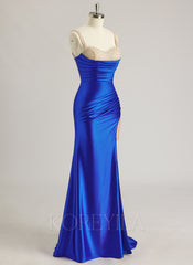 Trumpet/Mermaid Sweetheart Sweep Train Jersey Prom Dresses With Beading Sequins