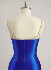 Trumpet/Mermaid Sweetheart Sweep Train Jersey Prom Dresses With Beading Sequins