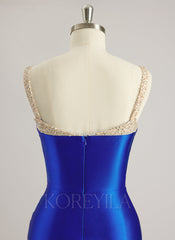 Trumpet/Mermaid Sweetheart Sweep Train Jersey Prom Dresses With Beading Sequins