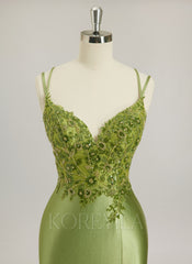 Trumpet/Mermaid V-Neck Sweep Train Jersey Prom Dresses With Sequins Beading Embroidered