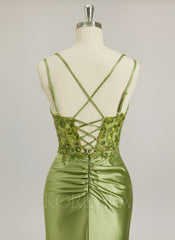 Trumpet/Mermaid V-Neck Sweep Train Jersey Prom Dresses With Sequins Beading Embroidered