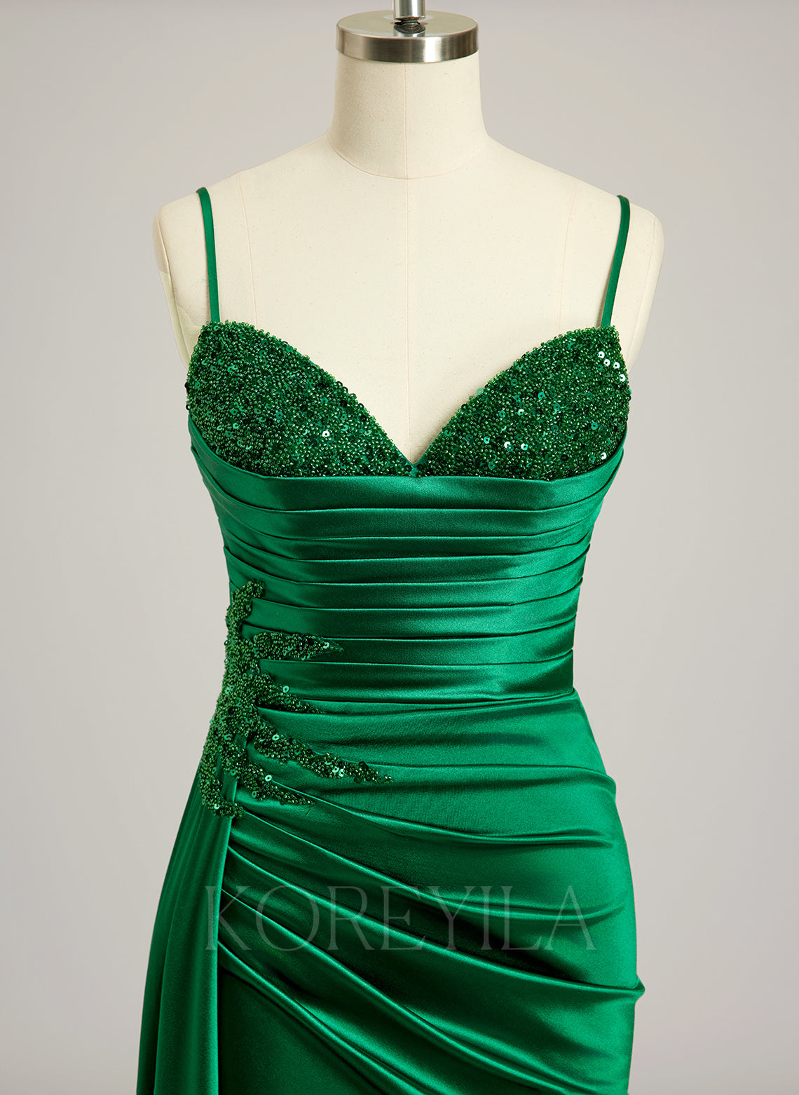 Trumpet/Mermaid V-Neck Sweep Train Jersey Prom Dresses With Beading Sequins