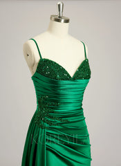 Trumpet/Mermaid V-Neck Sweep Train Jersey Prom Dresses With Beading Sequins