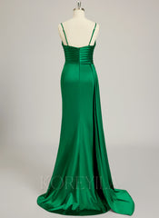 Trumpet/Mermaid V-Neck Sweep Train Jersey Prom Dresses With Beading Sequins