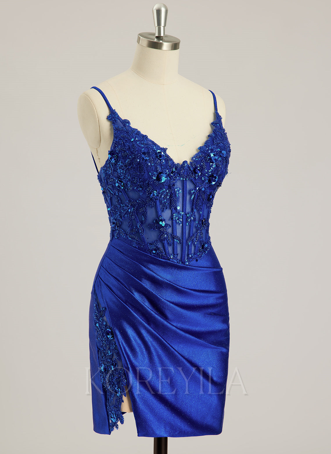 Sheath/Column V-Neck Short/Mini Jersey Prom Dresses With Beading Sequins Appliques Lace