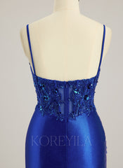 Sheath/Column V-Neck Short/Mini Jersey Prom Dresses With Beading Sequins Appliques Lace