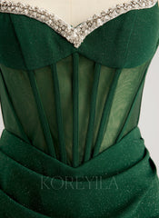 Sheath/Column V-Neck Short/Mini Jersey Prom Dresses With Rhinestone Beading