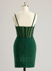 Sheath/Column V-Neck Short/Mini Jersey Prom Dresses With Rhinestone Beading