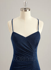 Trumpet/Mermaid V-Neck Floor-Length Jersey Prom Dresses With Pleated