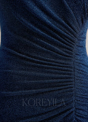 Trumpet/Mermaid V-Neck Floor-Length Jersey Prom Dresses With Pleated